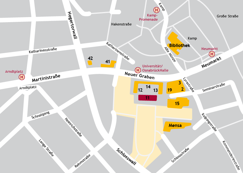 Das Institut befindet sich in Gebäude 11 (Neuer Graben 11, Osnabrück).